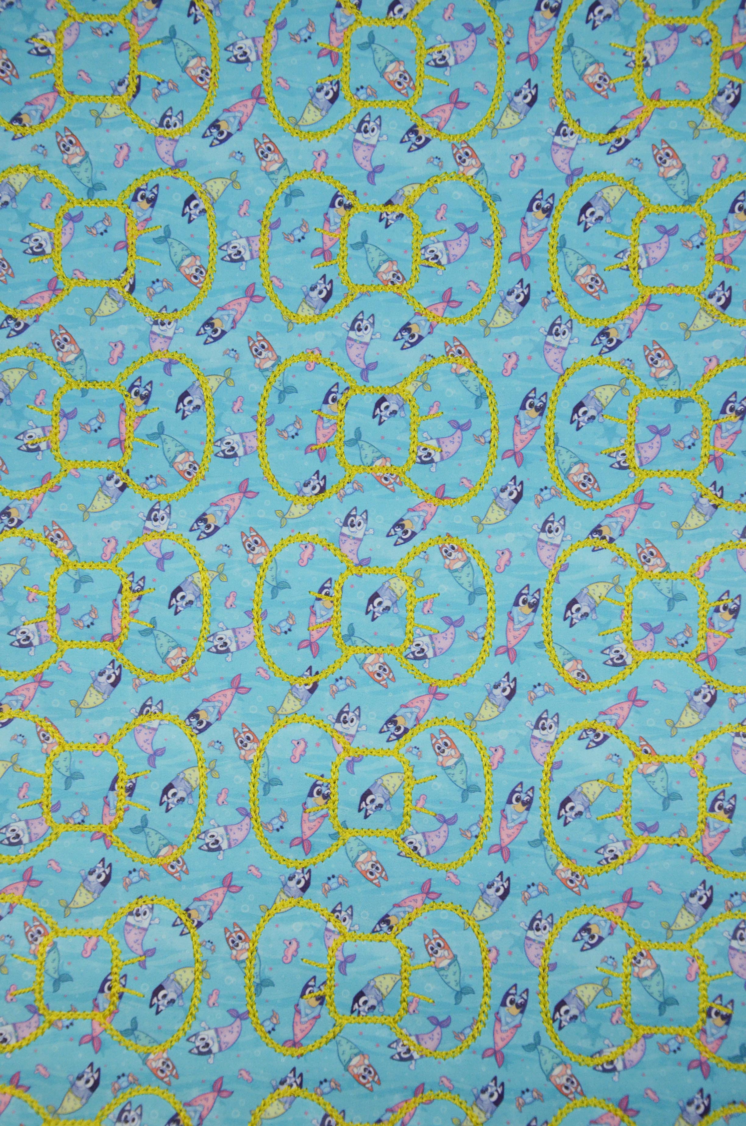 Blue Pups Mermaid Bow